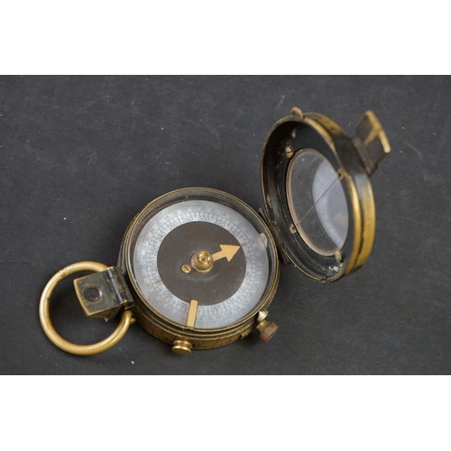 200A - A British Military Issued World War One Oxidised Brass Verners Pattern Pocket Marching Compass By Cr... 