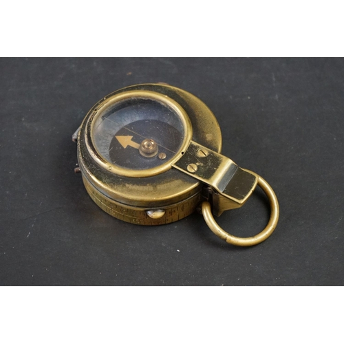 200A - A British Military Issued World War One Oxidised Brass Verners Pattern Pocket Marching Compass By Cr... 