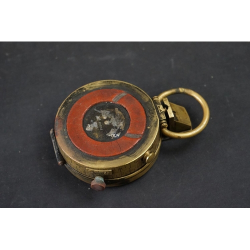 200A - A British Military Issued World War One Oxidised Brass Verners Pattern Pocket Marching Compass By Cr... 