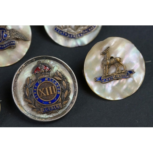 55A - A Collection Of Ten British Military Mother Of Pearl Regimental Sweetheart Brooches To Include The R... 