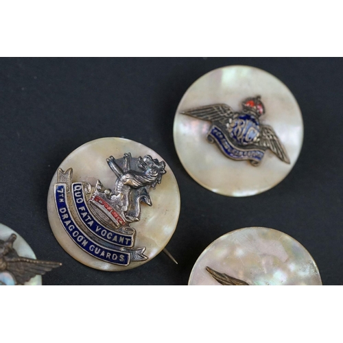 55A - A Collection Of Ten British Military Mother Of Pearl Regimental Sweetheart Brooches To Include The R... 