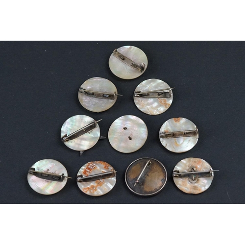 55A - A Collection Of Ten British Military Mother Of Pearl Regimental Sweetheart Brooches To Include The R... 