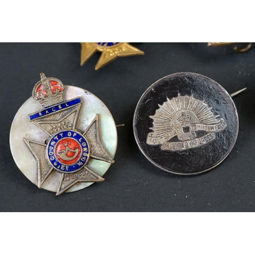 60A - A Collection Of Ten British Military Regimental Sweetheart Brooches To Include The 12th County Of Lo... 