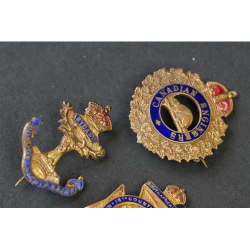 60A - A Collection Of Ten British Military Regimental Sweetheart Brooches To Include The 12th County Of Lo... 