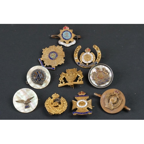 80A - A Collection Of Ten British Military Regimental Sweetheart Brooches To Include The Army Service Corp... 