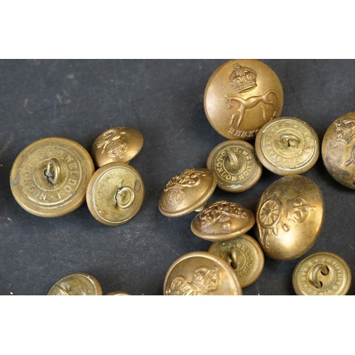 45 - A Collection Of British Military Regimental Brass Buttons Together With A Royal Engineers Sweetheart... 