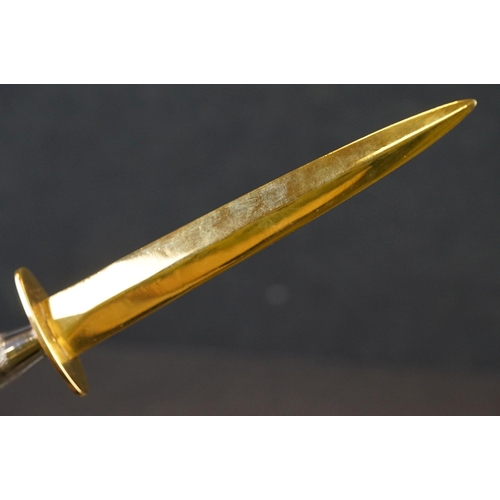 21 - A Gold And Platinum Plated Fairbairn-Sykes fighter Dagger Together With A Paperknife In The Form Of ... 