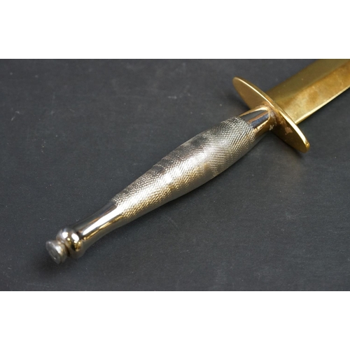 21 - A Gold And Platinum Plated Fairbairn-Sykes fighter Dagger Together With A Paperknife In The Form Of ... 