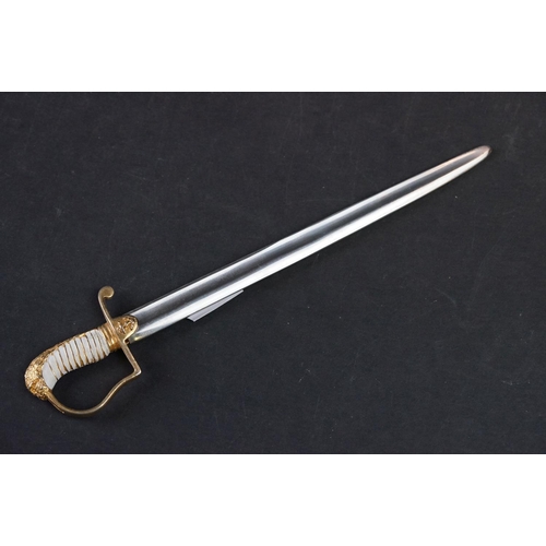 21 - A Gold And Platinum Plated Fairbairn-Sykes fighter Dagger Together With A Paperknife In The Form Of ... 