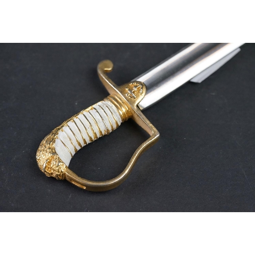 21 - A Gold And Platinum Plated Fairbairn-Sykes fighter Dagger Together With A Paperknife In The Form Of ... 