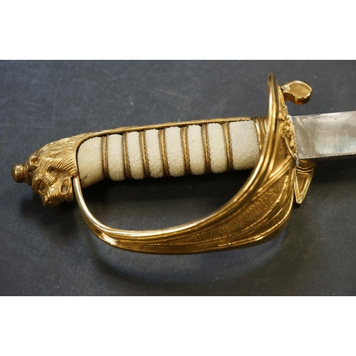 99 - A British Royal Navy Dress Sword With Queen Elizabeth II Cypher, Complete With Original Scabbard.