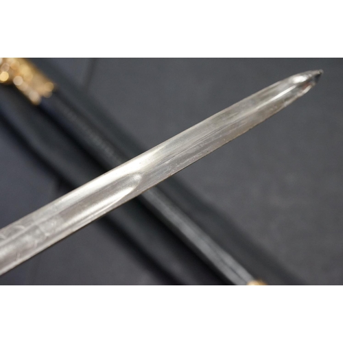 99 - A British Royal Navy Dress Sword With Queen Elizabeth II Cypher, Complete With Original Scabbard.