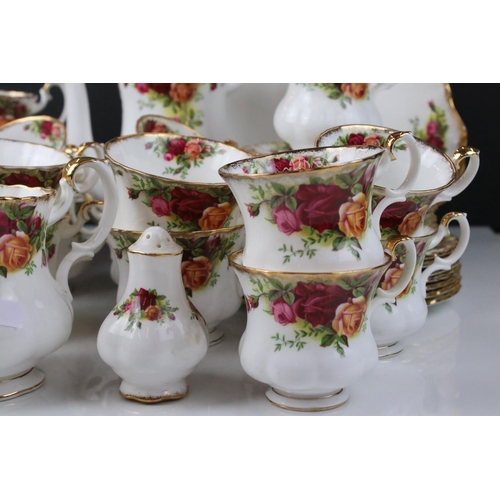 45 - Collection of Royal Albert ' Old Country Roses ' including Coffee Pot, 6 tea cups, 8 saucers, 10 cof... 