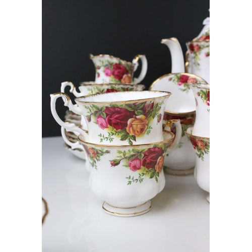 45 - Collection of Royal Albert ' Old Country Roses ' including Coffee Pot, 6 tea cups, 8 saucers, 10 cof... 