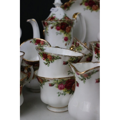 45 - Collection of Royal Albert ' Old Country Roses ' including Coffee Pot, 6 tea cups, 8 saucers, 10 cof... 
