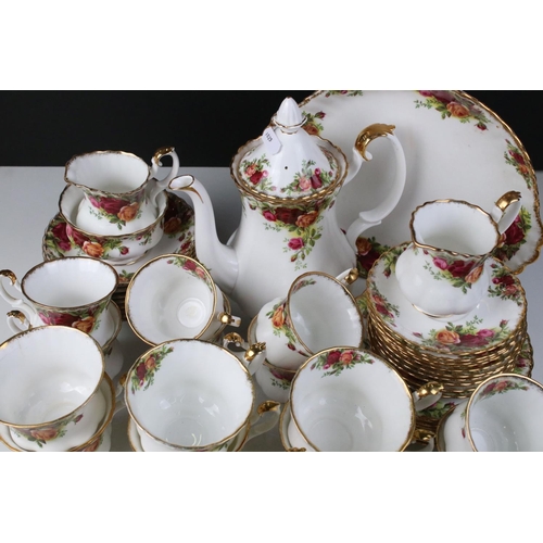 45 - Collection of Royal Albert ' Old Country Roses ' including Coffee Pot, 6 tea cups, 8 saucers, 10 cof... 
