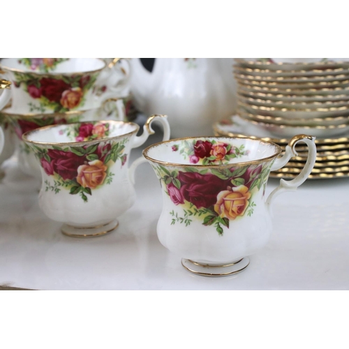 45 - Collection of Royal Albert ' Old Country Roses ' including Coffee Pot, 6 tea cups, 8 saucers, 10 cof... 