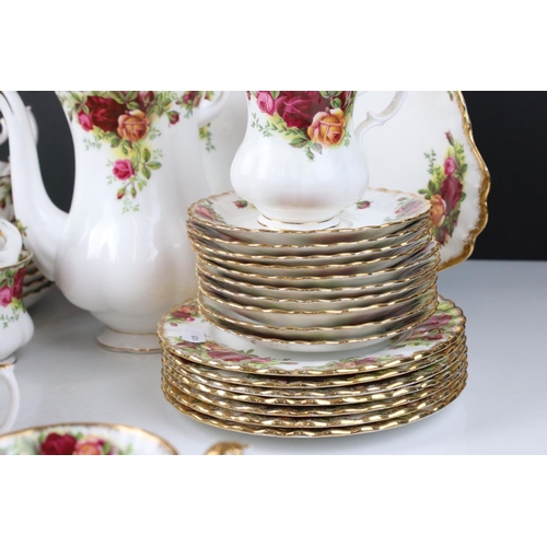 45 - Collection of Royal Albert ' Old Country Roses ' including Coffee Pot, 6 tea cups, 8 saucers, 10 cof... 
