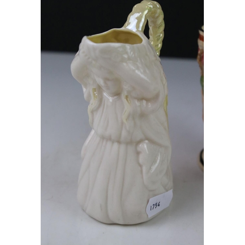 64 - 19th century Pearlware ' Bacchus ' Cup, Royal Copenhagen Pekinese Dog and Belleek Jug in the form of... 