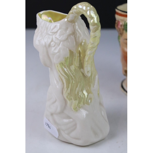 64 - 19th century Pearlware ' Bacchus ' Cup, Royal Copenhagen Pekinese Dog and Belleek Jug in the form of... 