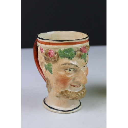 64 - 19th century Pearlware ' Bacchus ' Cup, Royal Copenhagen Pekinese Dog and Belleek Jug in the form of... 