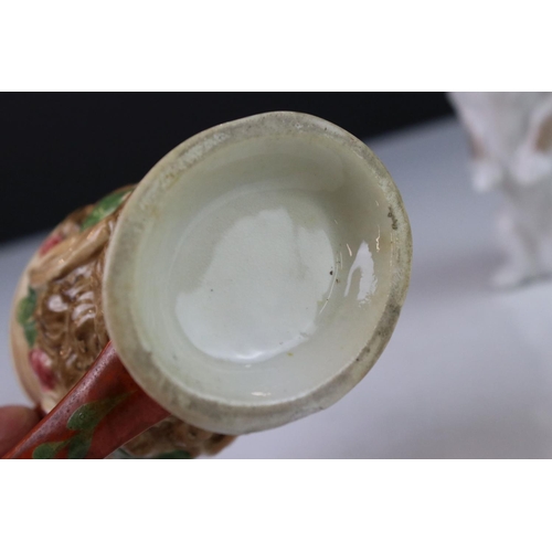 64 - 19th century Pearlware ' Bacchus ' Cup, Royal Copenhagen Pekinese Dog and Belleek Jug in the form of... 