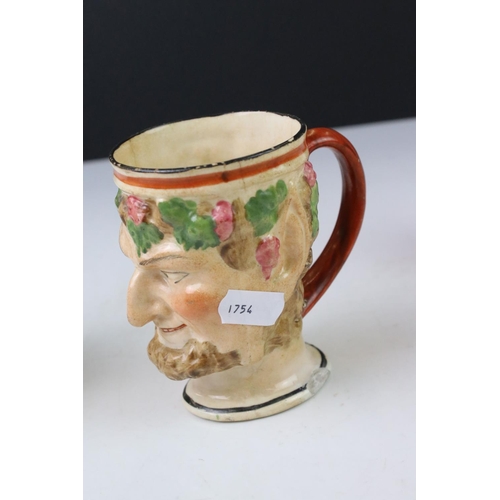 64 - 19th century Pearlware ' Bacchus ' Cup, Royal Copenhagen Pekinese Dog and Belleek Jug in the form of... 