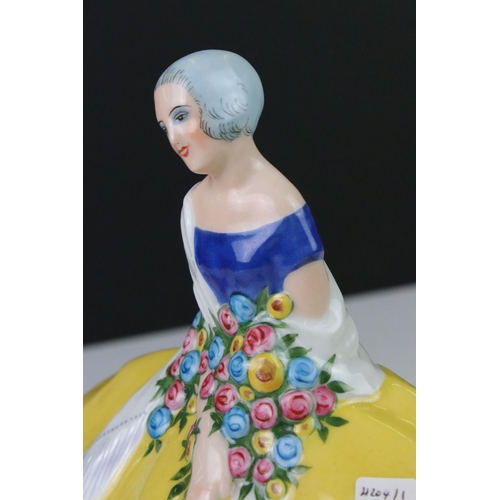 65 - French Etling Editions ' Ernest Gazan ' double inkwell in the form a lady sat on a wall, full marks ... 