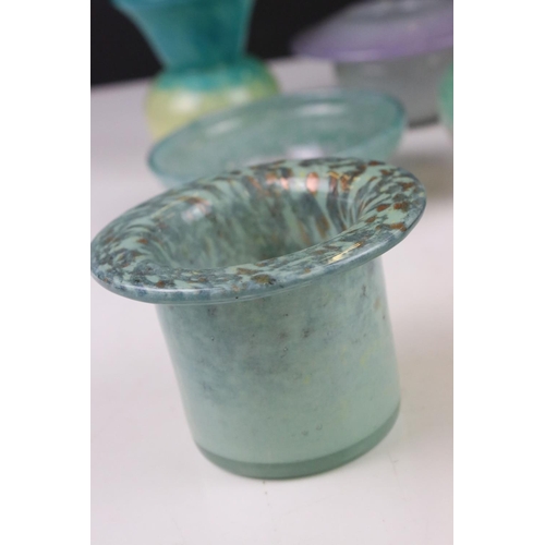 66 - Six Scottish Glass Bowls and Vases, probably including Vasart and Monart, tallest 9.5cms