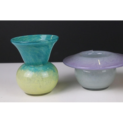 66 - Six Scottish Glass Bowls and Vases, probably including Vasart and Monart, tallest 9.5cms