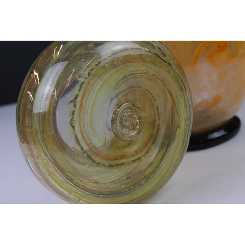 74a - Scottish Pink and Orange Swirl Glass Vase with gold aventurine inclusions, 21cms high together with ... 
