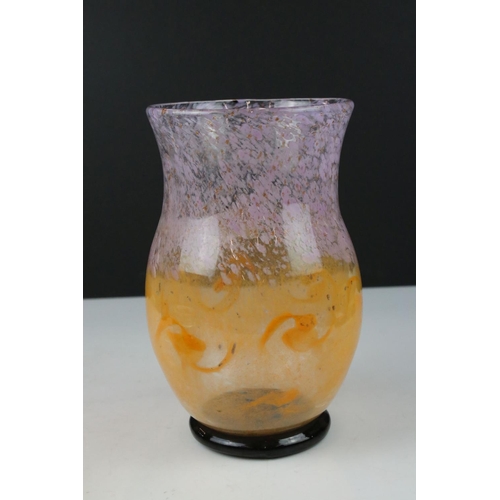 74a - Scottish Pink and Orange Swirl Glass Vase with gold aventurine inclusions, 21cms high together with ... 