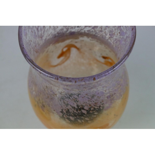74a - Scottish Pink and Orange Swirl Glass Vase with gold aventurine inclusions, 21cms high together with ... 