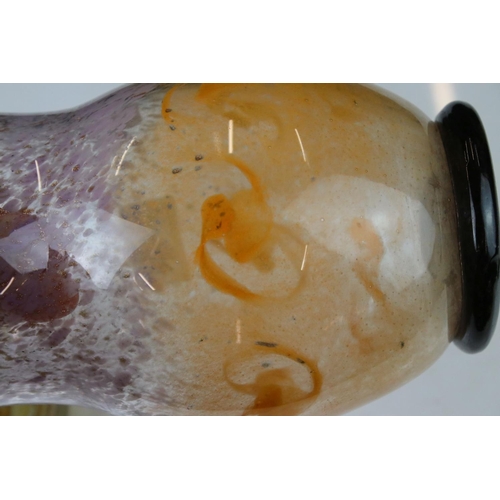 74a - Scottish Pink and Orange Swirl Glass Vase with gold aventurine inclusions, 21cms high together with ... 