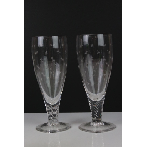 78 - Mixed Lot of Glass including 8 Cranberry Drinking Glasses, Pair of Etched Glass Goblets, Set of 6 Am... 