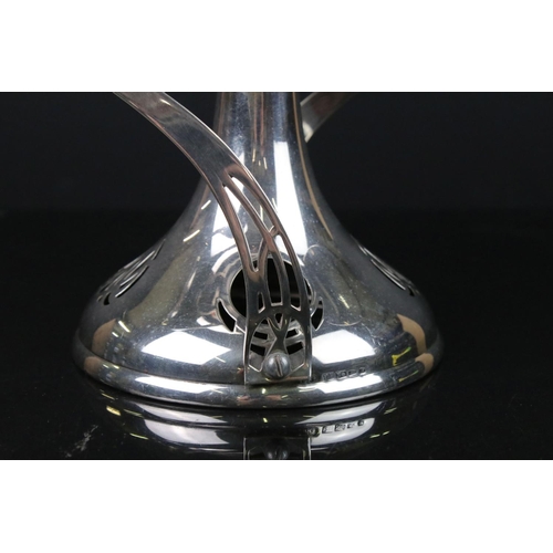 106 - WMF Art Nouveau Silver Plated Centrepiece, the pierced bowl raised on a pierced footed base with twi... 
