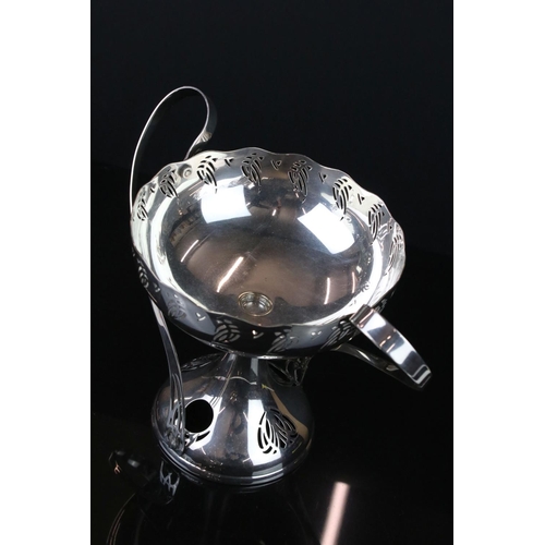 106 - WMF Art Nouveau Silver Plated Centrepiece, the pierced bowl raised on a pierced footed base with twi... 