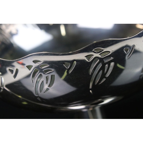 106 - WMF Art Nouveau Silver Plated Centrepiece, the pierced bowl raised on a pierced footed base with twi... 