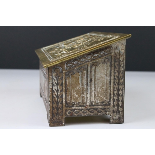 112 - Early 20th century ' Jacob's & Co ' Advertising Biscuit Tin in the form of an Embossed Coffer, 19cms... 