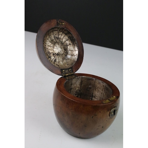 116 - Georgian style fruitwood tea caddy in the form of an apple