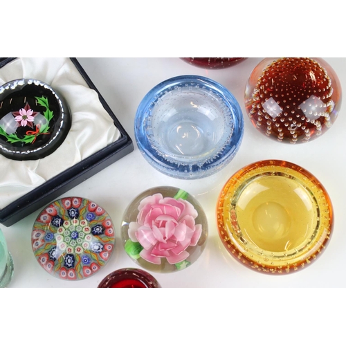 85 - Five Glass Paperweights including Boxed Caithness and a Victorian Dump together with Five Controlled... 