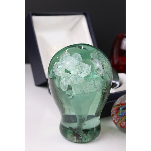85 - Five Glass Paperweights including Boxed Caithness and a Victorian Dump together with Five Controlled... 