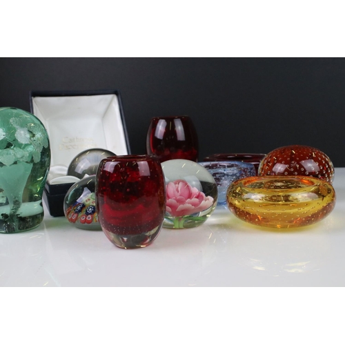 85 - Five Glass Paperweights including Boxed Caithness and a Victorian Dump together with Five Controlled... 