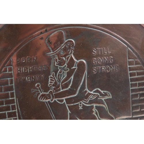 95 - Advertising - Copper ' Johnnie Walker Whisky ' Circular Bar Tray, 34cms diameter