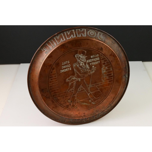 95 - Advertising - Copper ' Johnnie Walker Whisky ' Circular Bar Tray, 34cms diameter