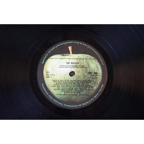 5 - Vinyl - The Beatles White Album PMC 7067 mono top opener No. 0004532.  Sleeve has discolouration and... 