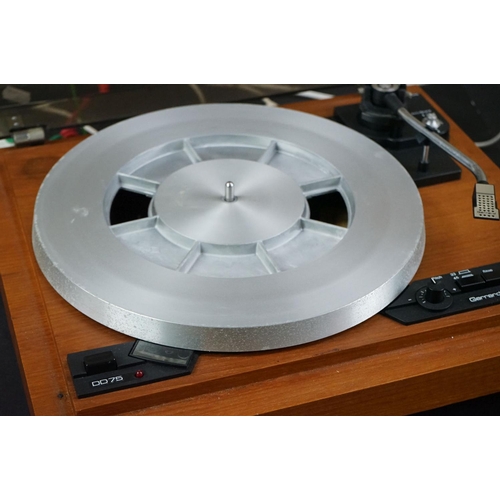 1 - Two Garrard turntables / record decks, to include Garrard Direct Drive DD75 & Deccasound 613, both u... 