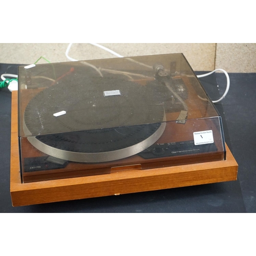 1 - Two Garrard turntables / record decks, to include Garrard Direct Drive DD75 & Deccasound 613, both u... 