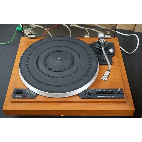 1 - Two Garrard turntables / record decks, to include Garrard Direct Drive DD75 & Deccasound 613, both u... 