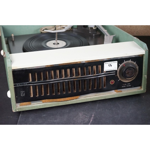 17 - Three vintage record players, to include Philips NG 5156 Garrard turntable Model 1000, Dansette Chal... 